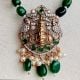 Handmade Brass Metal Jewellery Green Bead Pendant Set